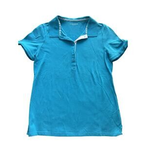Laura Scott Bright Blue Button Up Short Sleeve Shirt SM